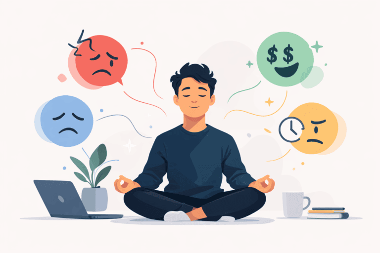 a person controlling their emotions which shows how you can control your emotions when investing