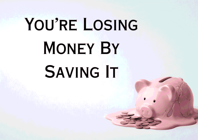 a piggy bank melting, showing how saving money is a bad idea due to inflation
