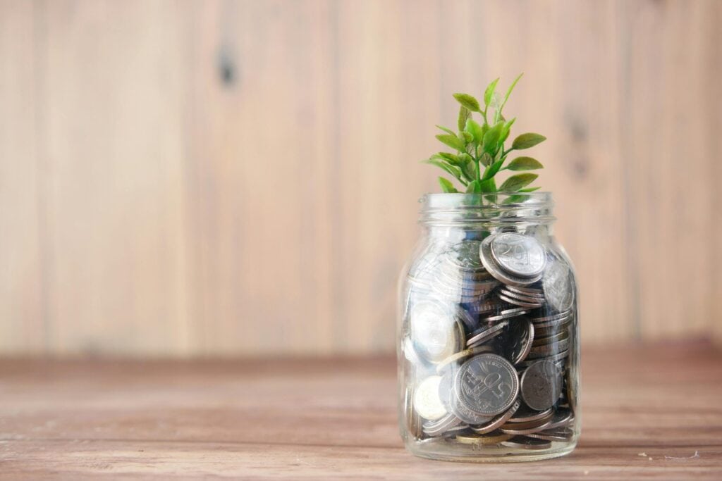 a plant growing out of money, showing how dividends can help your money grow