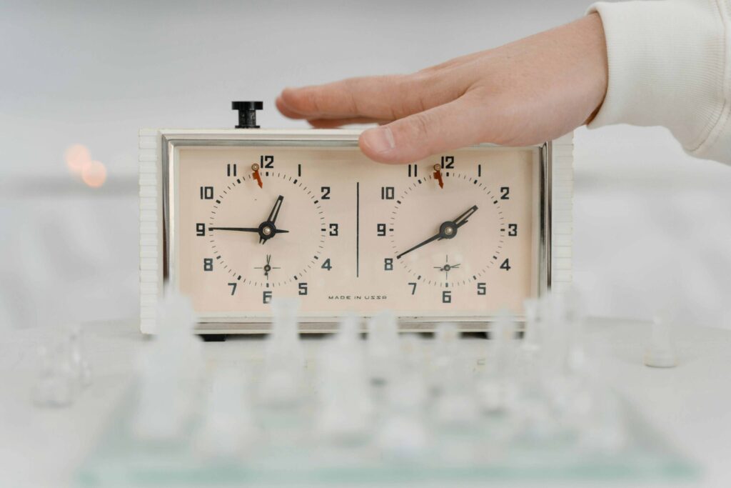a chess timer, that represents how we want quick gratification and not wait for better results