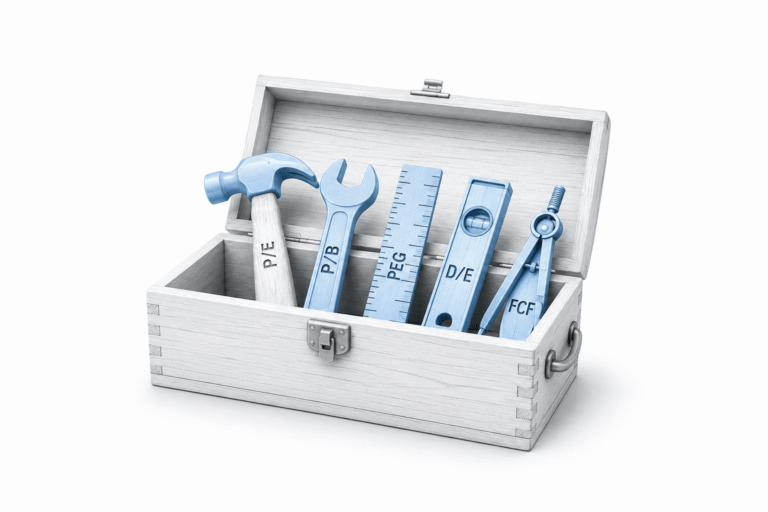 different investing ratios inside a toolbox, showing they are tools