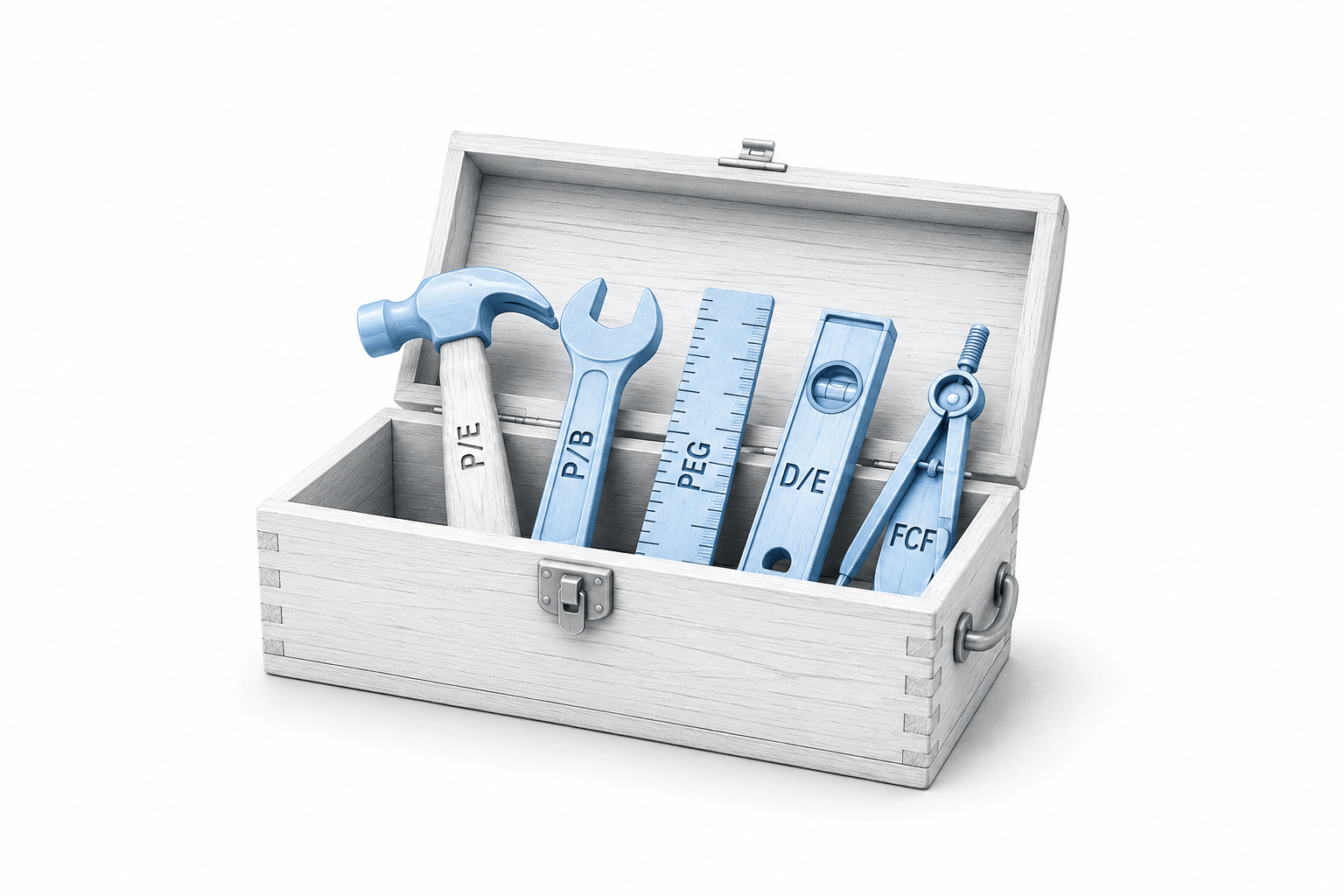 different investing ratios inside a toolbox, showing they are tools