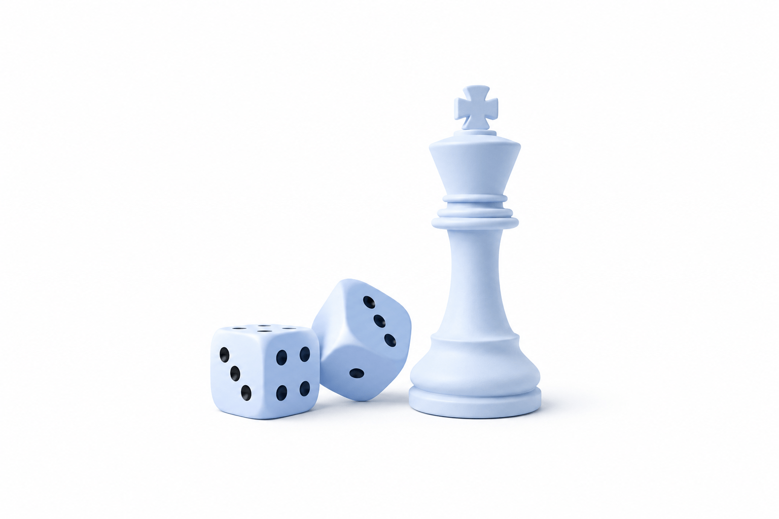 chess piece and dice, showing luck vs. skill