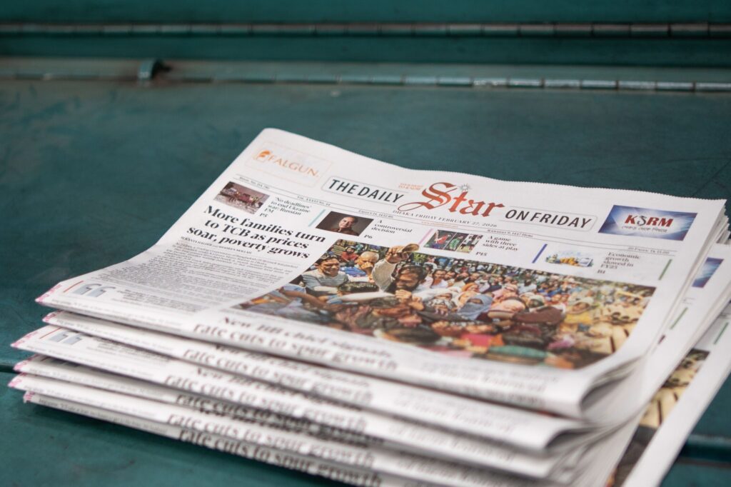 newspapers focusing on headlines