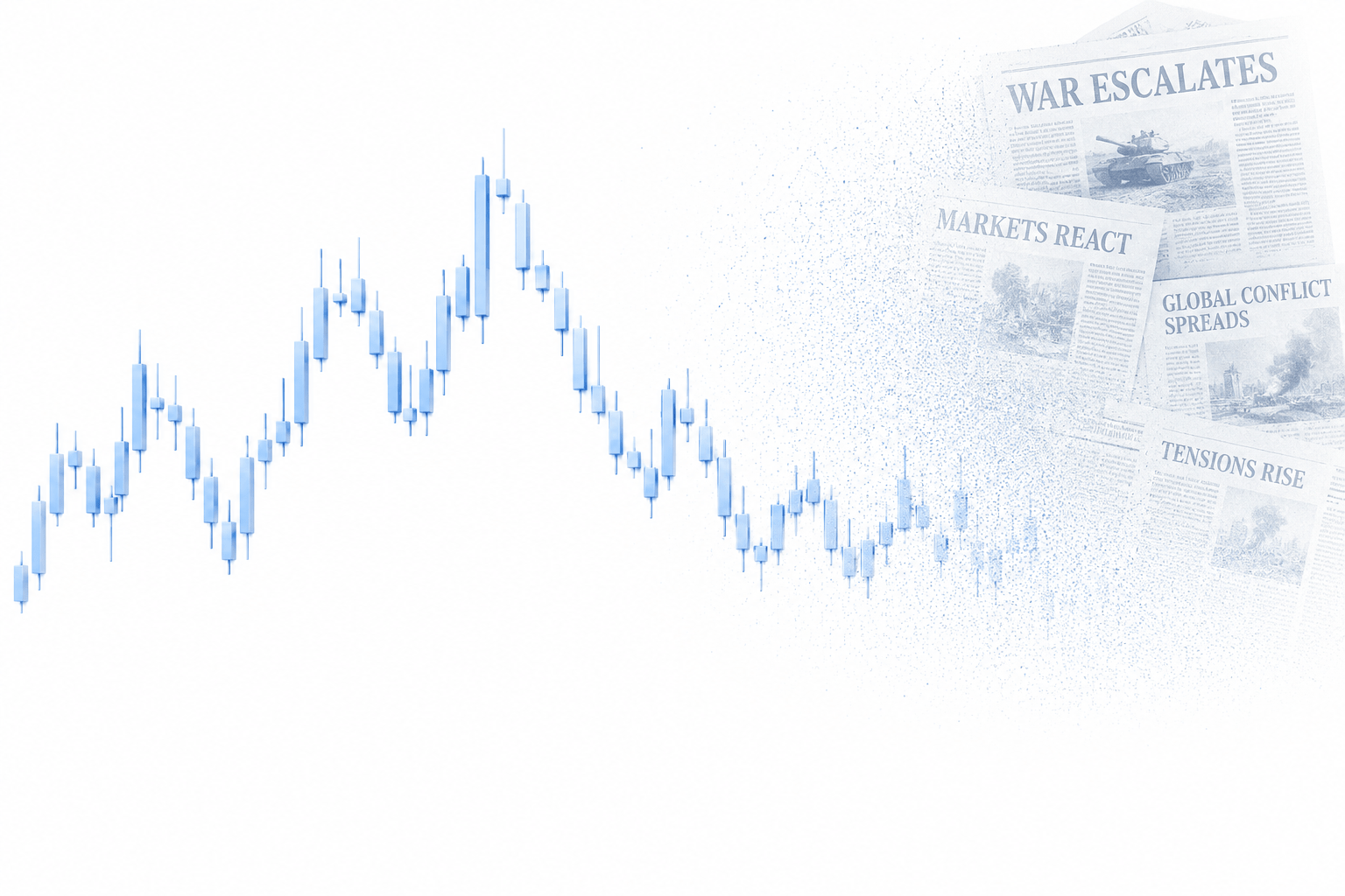 stock market fading it gently with news headlines, showing how the market follows the news